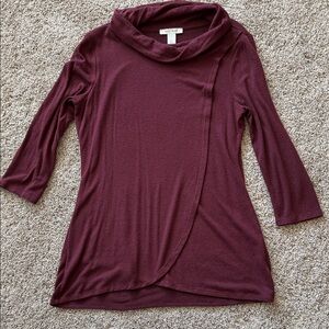 White House Black Market Maroon Knit Top